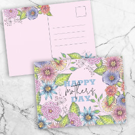 Cartão Postal Dia de as mães de Flores de Bloqueio Púrpura, Vibr