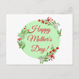 Cartão Postal Dia de as mães de flores vermelhas aquarela