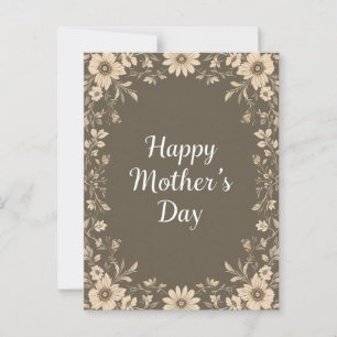 Cartão Postal Dia de as mães de Frame Floral Brown