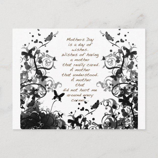 Cartão Postal Dia de as mães deseja preto abusivo (Frente)