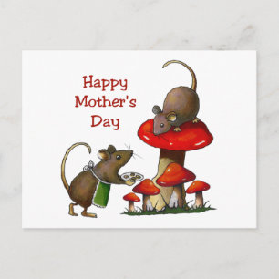 Cartão Postal Dia de as mães: Dois ratos e ferramentas: Cookies: