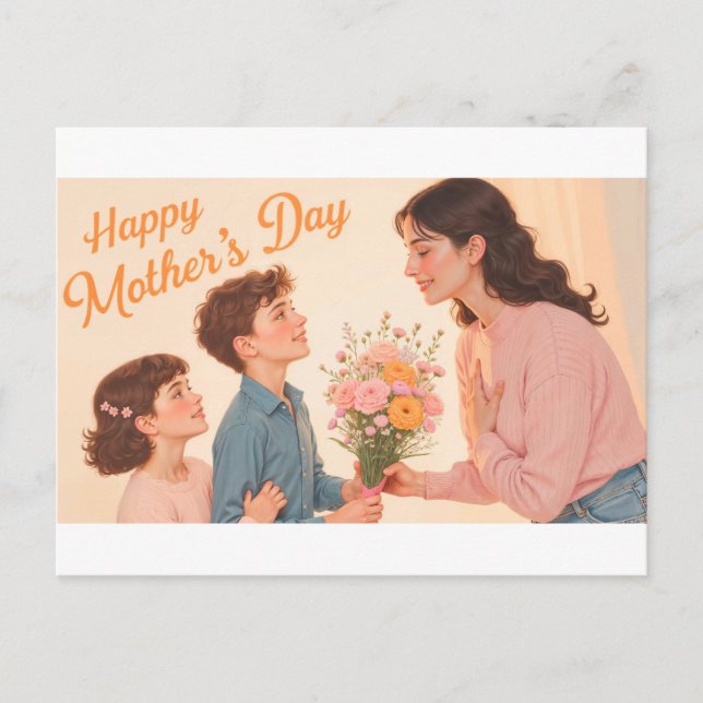 Cartão Postal Dia de as mães Feliz (Frente)