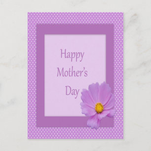 Cartão Postal Dia de as mães Feliz com Flor Roxo Claro