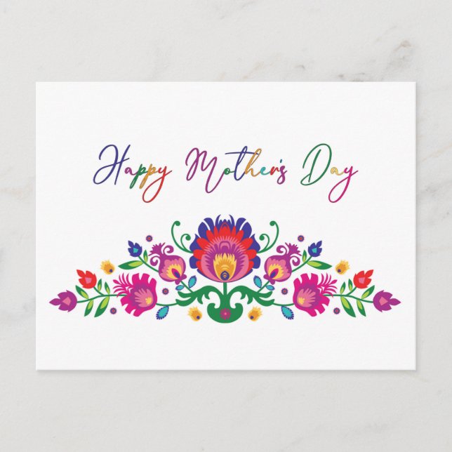 Cartão Postal Dia de as mães Feliz com Texto Personalizado do Fo (Frente)