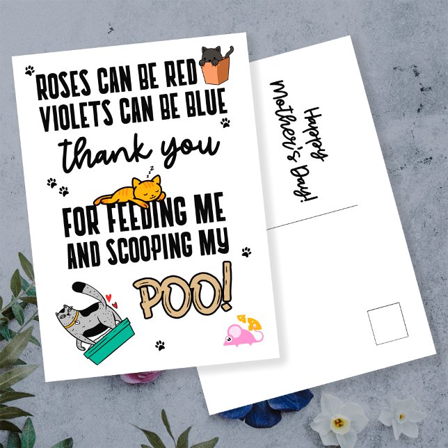 Cartão Postal Dia de as mães Feliz Engraçado De Gato (Criador carregado)