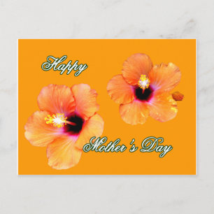 Cartão Postal Dia de as mães Feliz Hibiscus Orange Bg O M