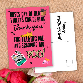 Cartão Postal Dia de as mães Feliz, Rosa Engraçado, De Gato