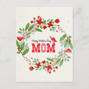 Cartão Postal dia de as mães Flores Bênção de Bíblia de Ave