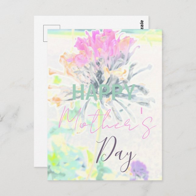 Cartão Postal Dia de as mães Impressionista Floral Moderno Abstr (Frente/Verso)