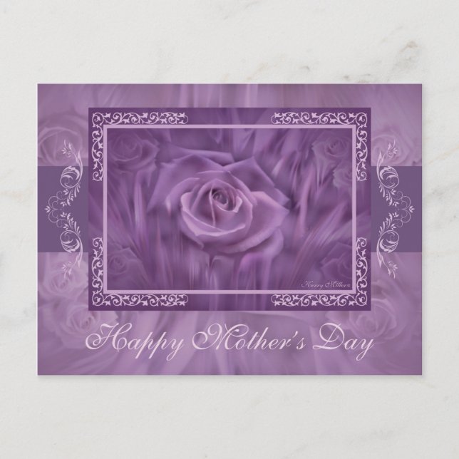 Cartão Postal "Dia de as mães" Rosa roxo (Frente)