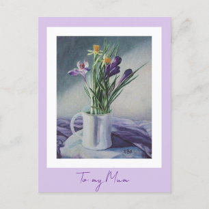 Cartão Postal Dia de as mães roxo flores de pintura