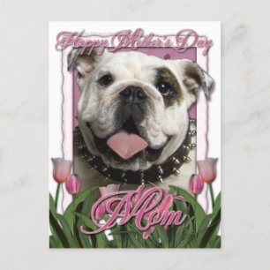 Cartão Postal dia de as mães - Tulipas Rosa - Bulldog