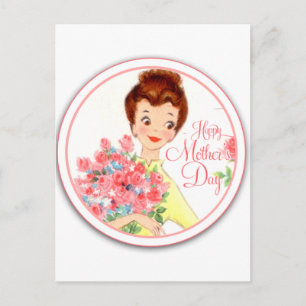 Cartão Postal Dia de as mães Vintage Happy