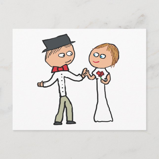 Cartão Postal Dia de Casamento de Noiva e de Noite (Frente)