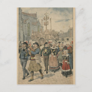 Cartão Postal Dia de casamento em Plougastel Brittany