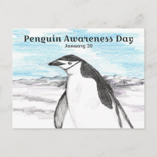 Cartão Postal Dia de Conscientização sobre Pinguins 20 de Janeir