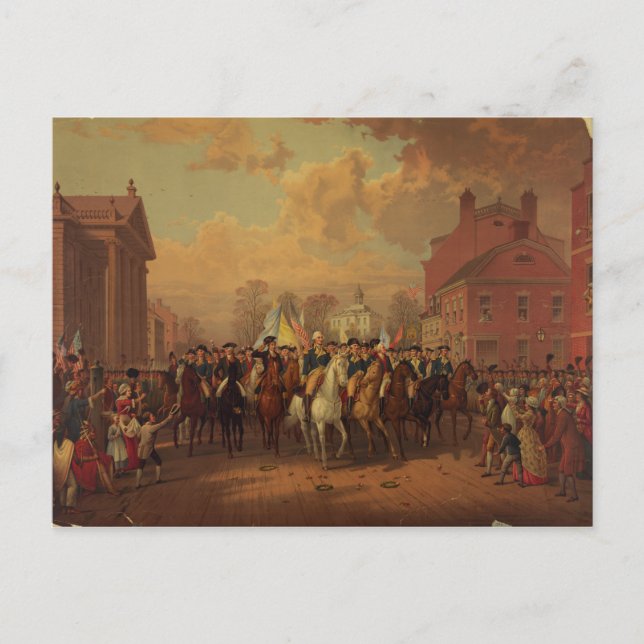 Cartão Postal Dia de Evacuação Nova Iorque de Entrada de Washing (Frente)