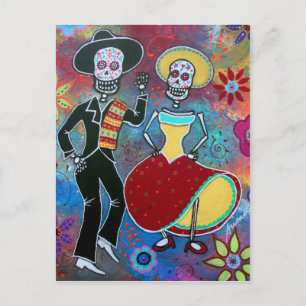 CARTÃO POSTAL DIA DE LOS MUERTOS BAILAR MARIACHI