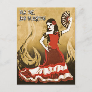 Cartão Postal dia de los muertos dançarina espanhola