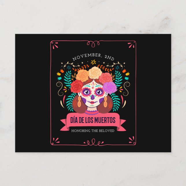 Cartão Postal Dia de los muertos dos mortos (Frente)