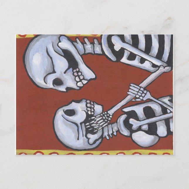 Cartão Postal dia de los muertos esqueletos apaixonados postais (Frente)