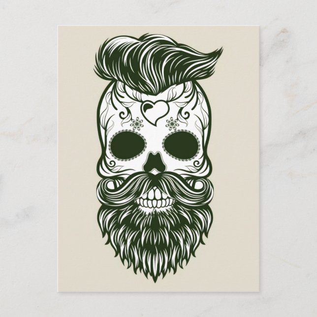 Cartão Postal Dia De Los Muertos/ Hipster Skull (Frente)
