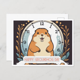 Cartão Postal Dia de Marmota A Celebração da Primavera