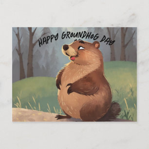 Cartão Postal Dia de Marmota A Celebração da Primavera