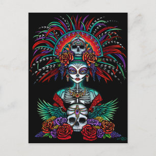 Cartão Postal Dia De Muertos Açúcar Caveira Mictecacihuatl