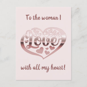 Cartão Postal Dia de os namorados amor coração rosa de ouro me