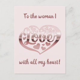 Cartão Postal Dia de os namorados amor coração rosa de ouro metá