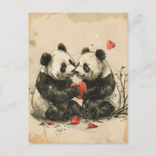 Cartão Postal Dia de os namorados Casal Panda