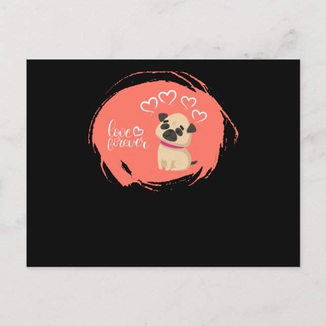 Cartão Postal Dia de os namorados com Cachorro de Pug Cute (Frente)