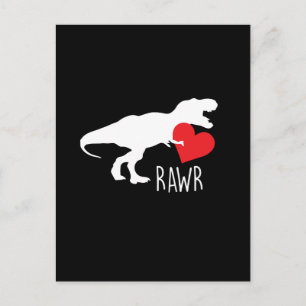 Cartão Postal Dia de os namorados Coração T-Rex Rawr Cute
