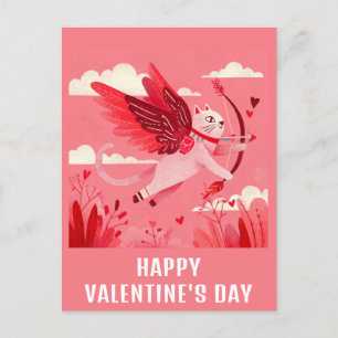 Cartão Postal Dia de os namorados Cupido De Gato Engraçado