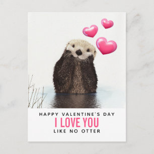 Cartão Postal Dia de os namorados Cute Otter com Corações