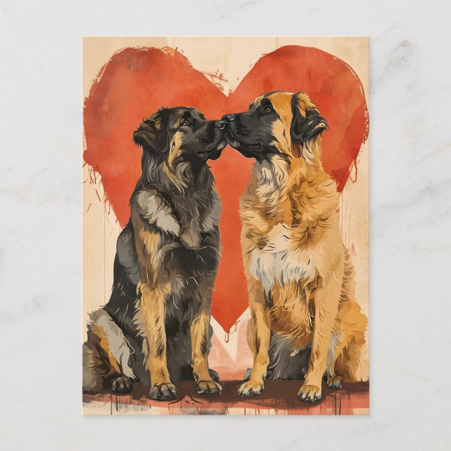 Cartão Postal Dia de os namorados de cão Leonberger (Frente)