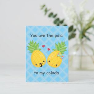 Cartão Postal Dia de os namorados de desenho animado fofo de aba