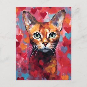 Cartão Postal Dia de os namorados de gato abissino
