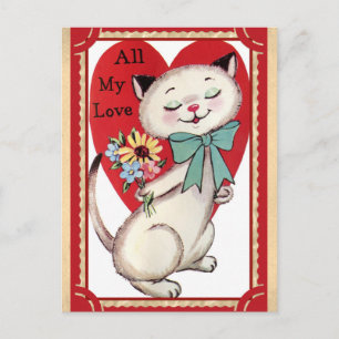 Cartão Postal Dia de os namorados de Gato de Vintage