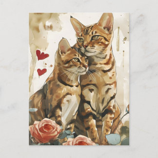 Cartão Postal Dia de os namorados de gatos Bengala