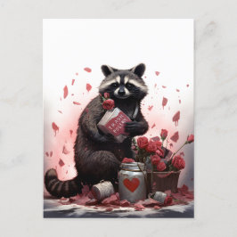 Cartão Postal Dia de os namorados de poesia de lixo Raccoon