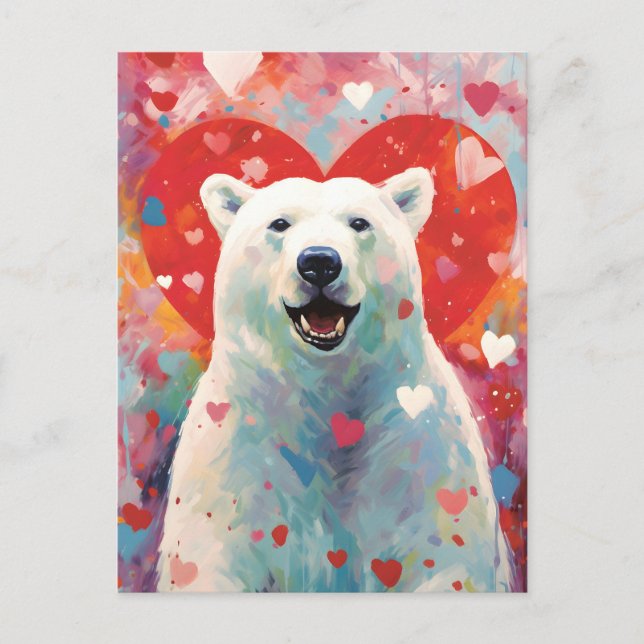Cartão Postal Dia de os namorados de Urso Polar (Frente)
