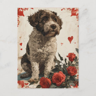 Cartão Postal Dia de os namorados Lagotto Romagnolo Vintage