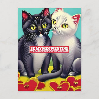 Cartão Postal Dia de os namorados Meowentine de Gatos Modernos