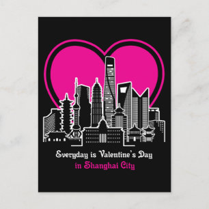 Cartão Postal Dia de os namorados na cidade de Xangai