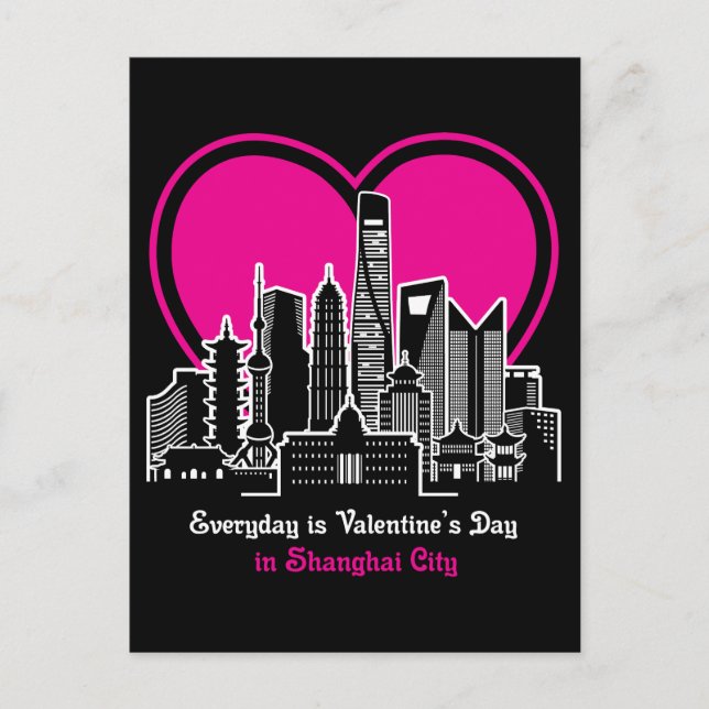 Cartão Postal Dia de os namorados na cidade de Xangai (Frente)
