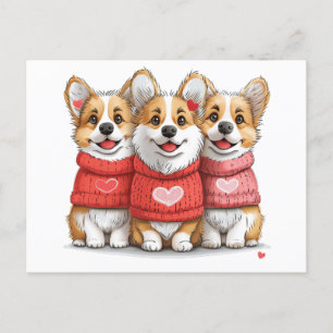 Cartão Postal Dia de os namorados Pembroke Welsh Corgi