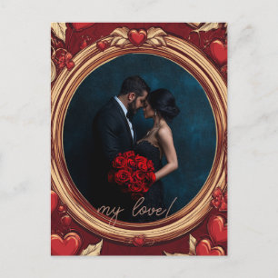 Cartão Postal Dia de os namorados personalizável com estrutura