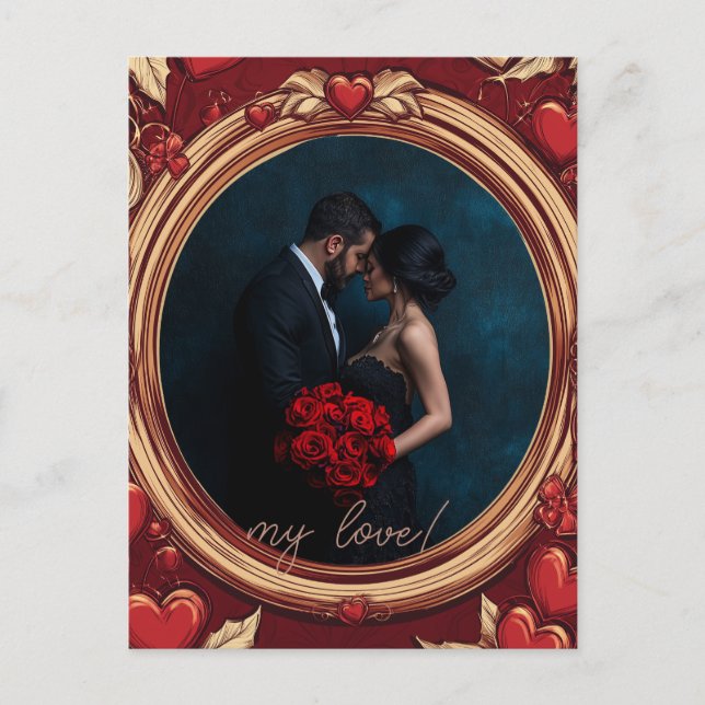 Cartão Postal Dia de os namorados personalizável com estrutura (Frente)